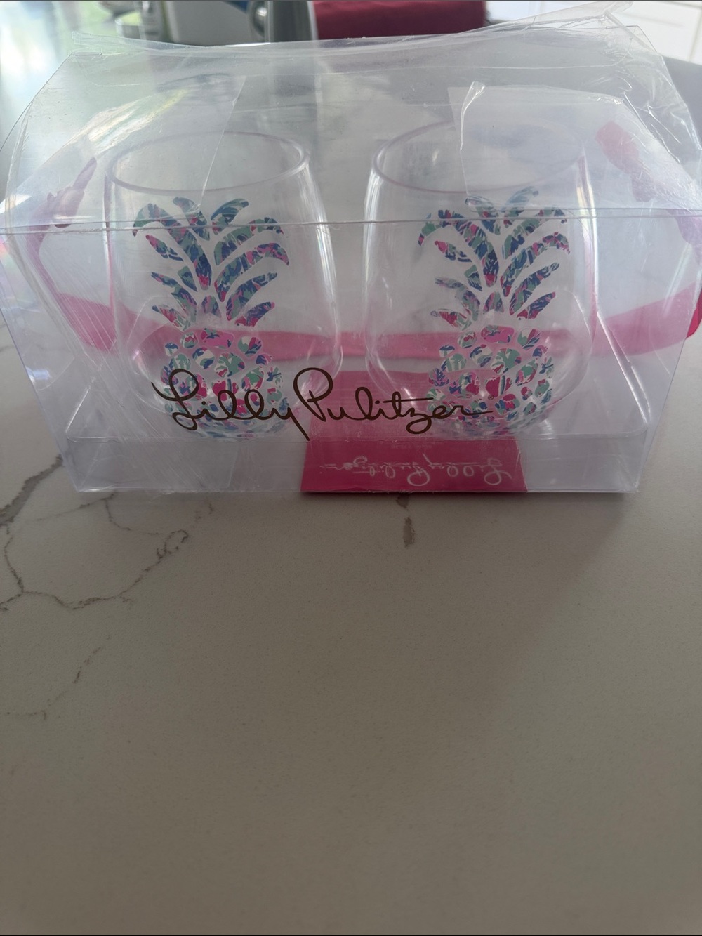 Lilly Pulitzer Multicolor Pineapple Stemless Wine Glasses - Set of 2